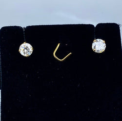 Boucles d’oreilles puces en or jaune 18 carats, diamants 2x 0,50 carats - Castafiore