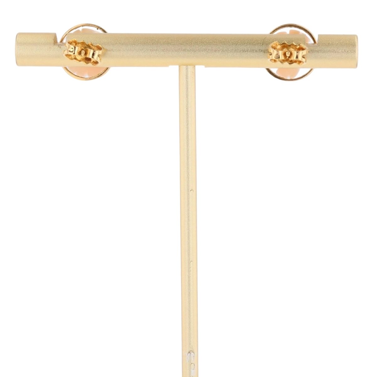 Boucles d'oreilles Puces en or jaune, corail, et diamants - Castafiore