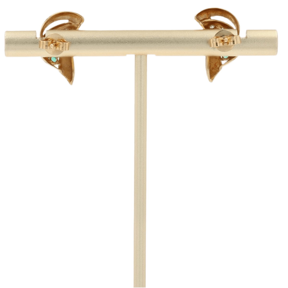 Boucles d'oreilles Puces en or jaune, émeraudes et diamant - Castafiore