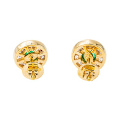 Boucles d'oreilles Puces en or jaune, émeraudes et diamants - Castafiore