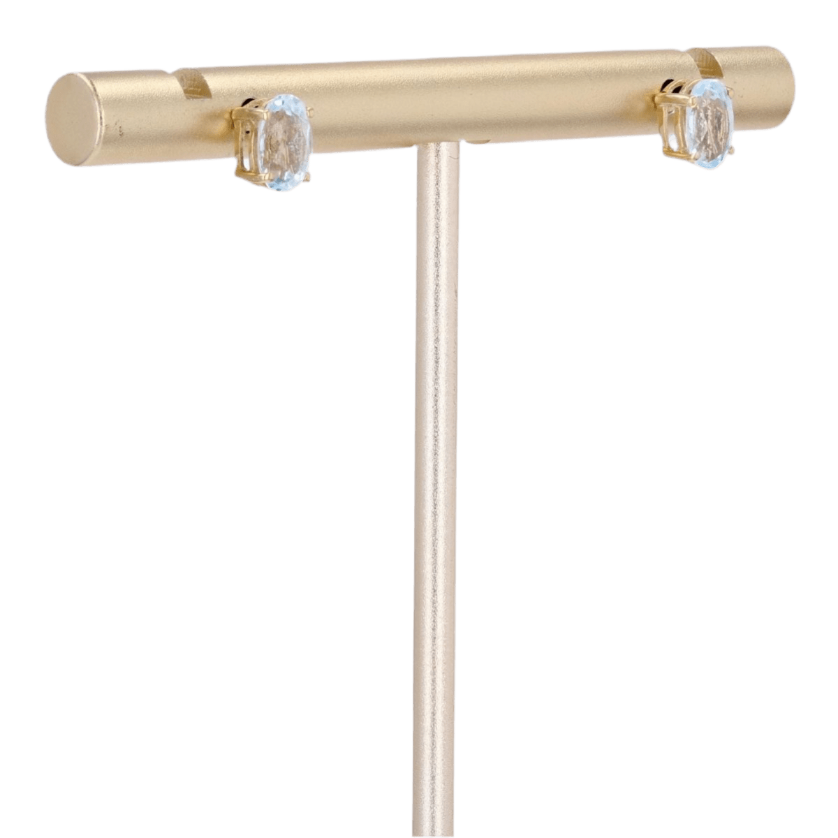 Boucles d'oreilles Puces en or jaune et aigue - marine - Castafiore