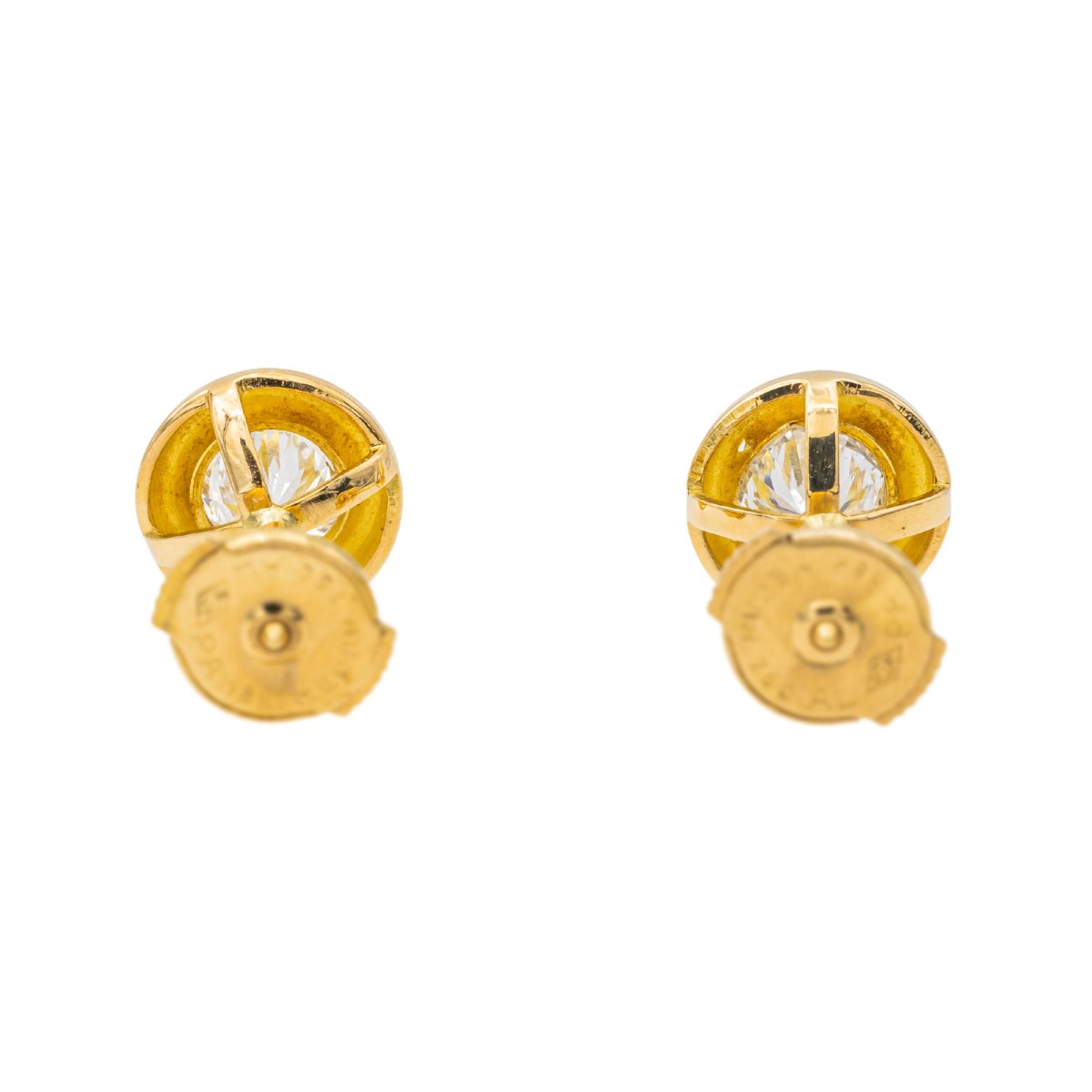 Boucles d'oreilles puces en or jaune et diamant - Castafiore