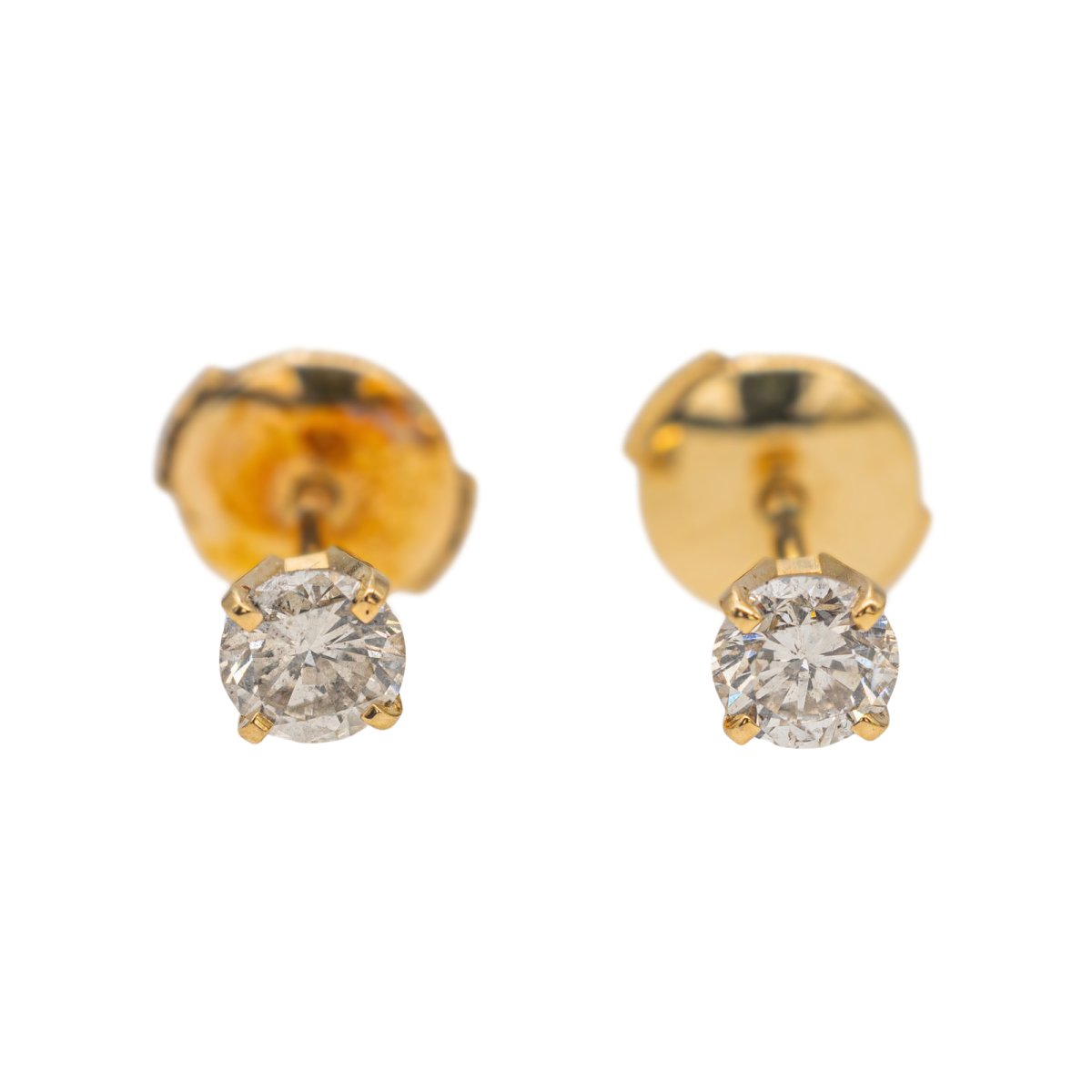 Boucles d'oreilles Puces en Or jaune et Diamant - Castafiore