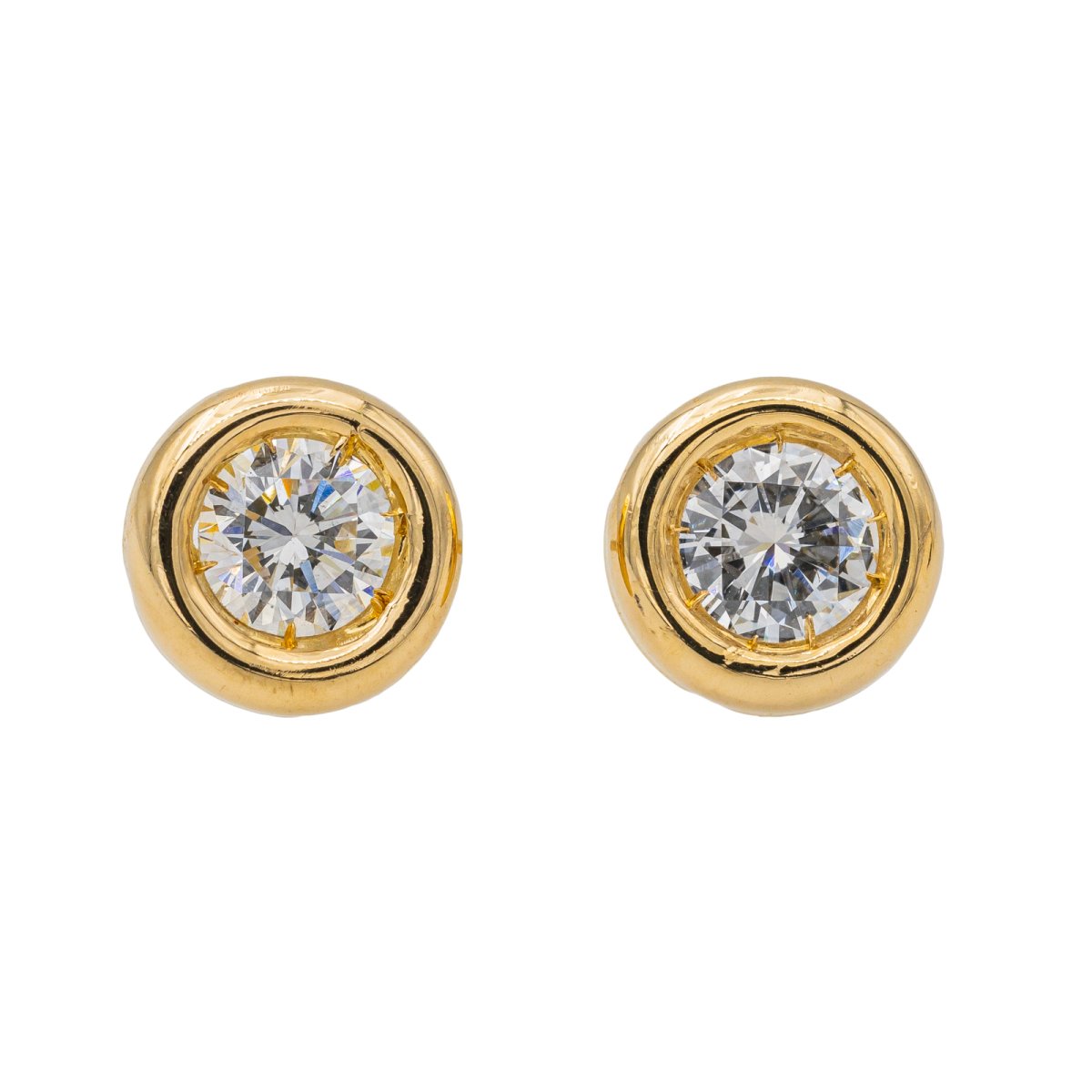 Boucles d'oreilles puces en or jaune et diamant - Castafiore