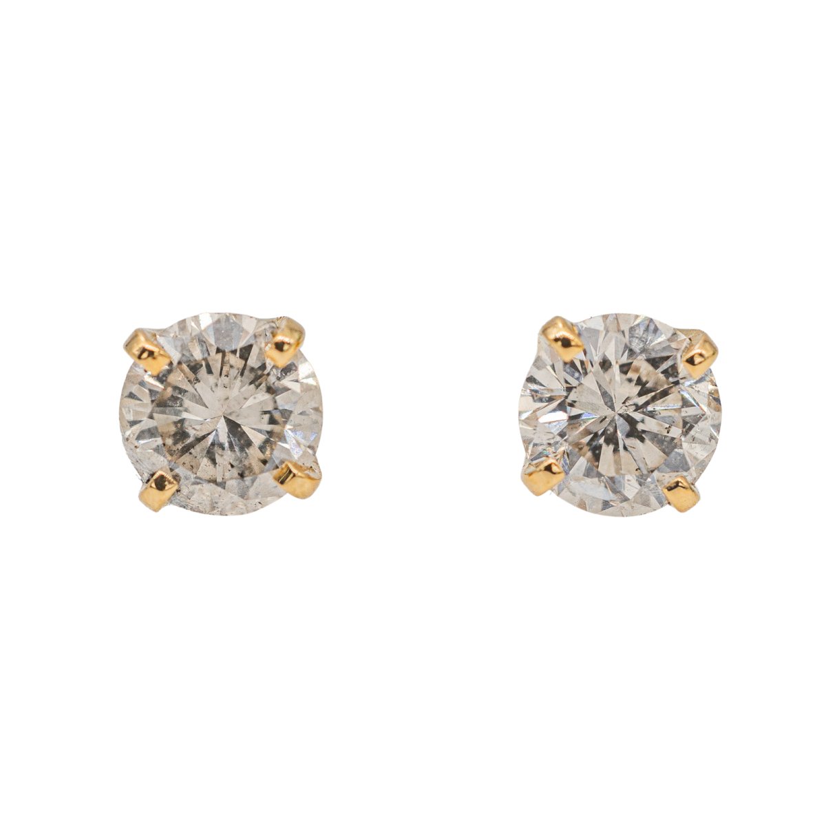 Boucles d'oreilles Puces en Or jaune et Diamant - Castafiore