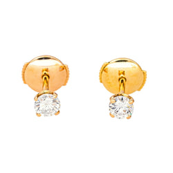 Boucles d'oreilles Puces en or jaune et diamants - Castafiore
