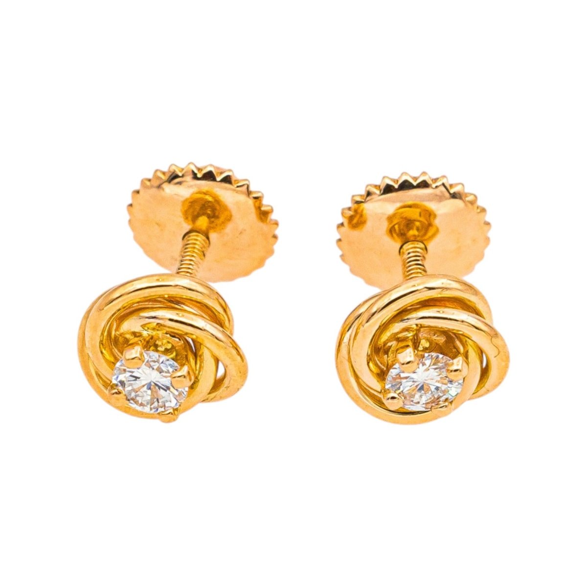 Boucles d'oreilles Puces en or jaune et diamants - Castafiore