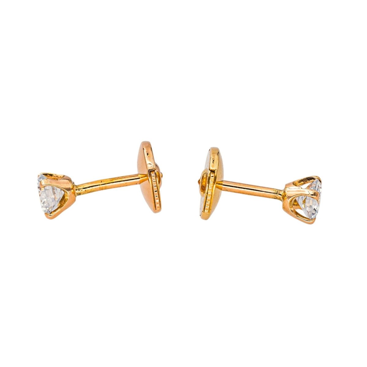 Boucles d'oreilles Puces en or jaune et diamants - Castafiore
