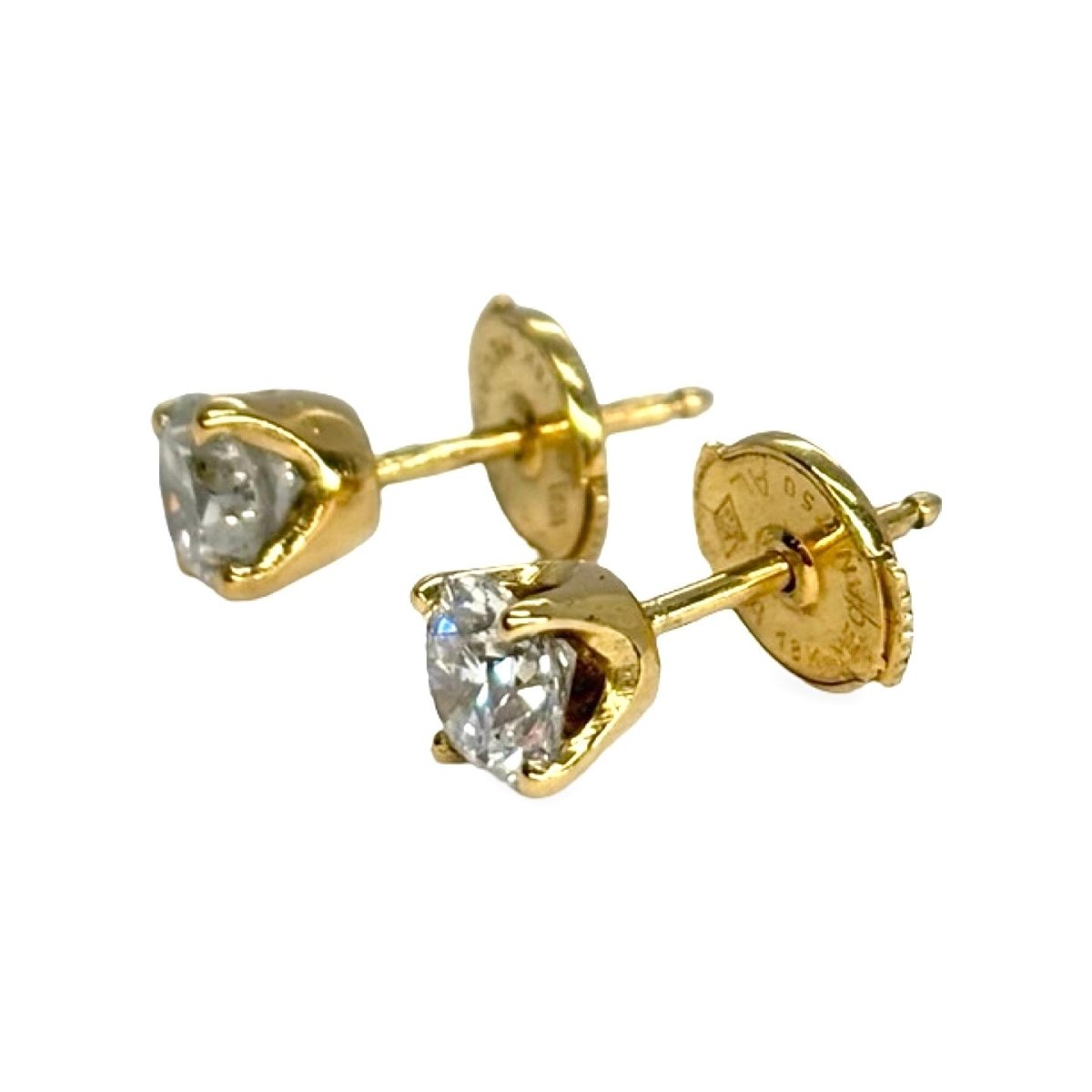 Boucles d'oreilles Puces en or jaune et diamants - Castafiore