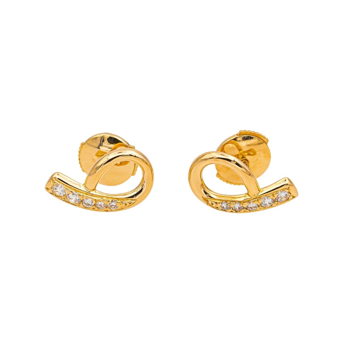 Boucles d'oreilles Puces en or jaune et diamants - Castafiore