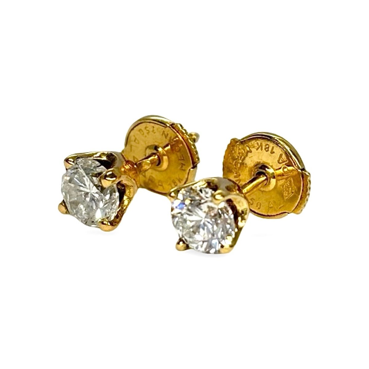 Boucles d'oreilles Puces en or jaune et diamants - Castafiore