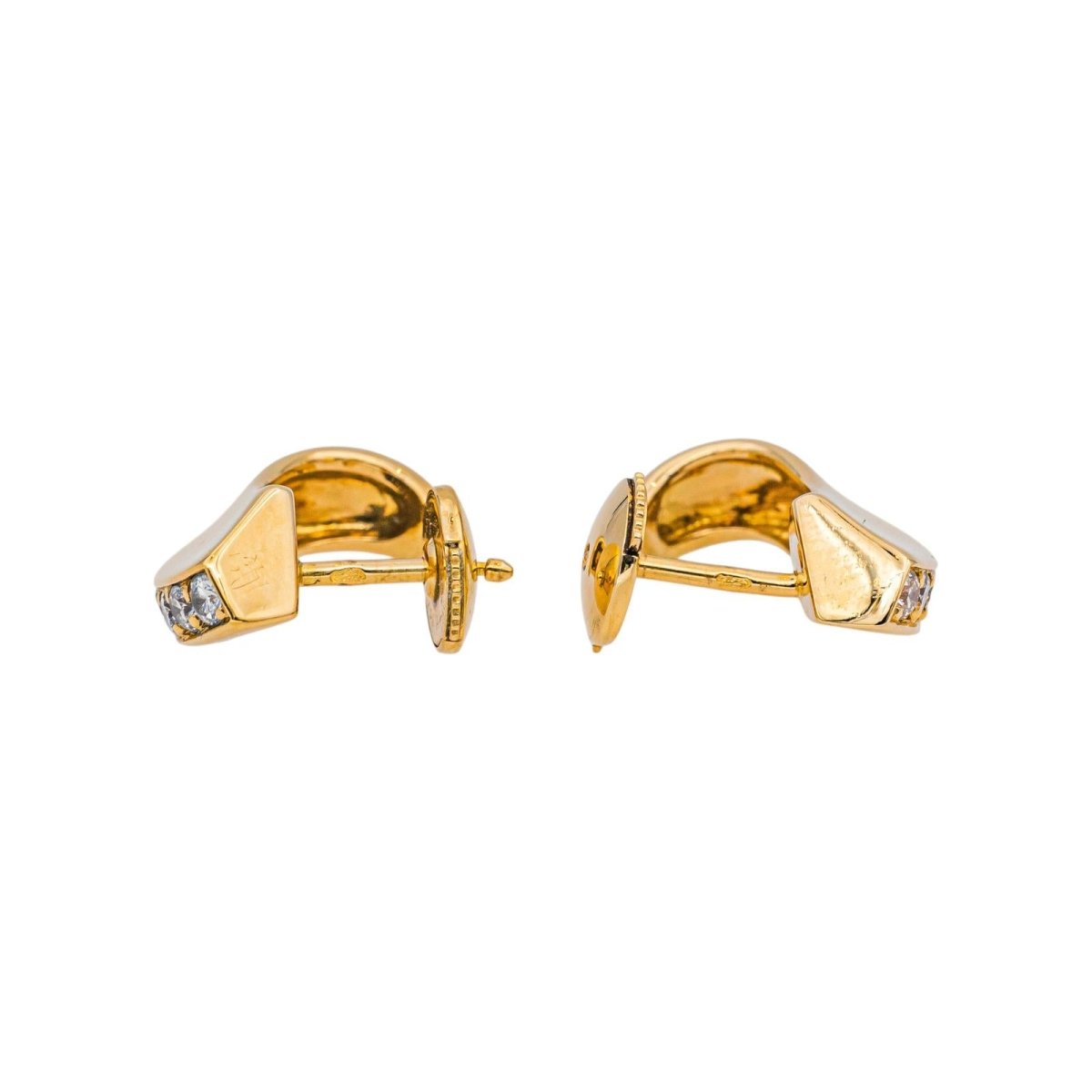 Boucles d'oreilles Puces en or jaune et diamants - Castafiore