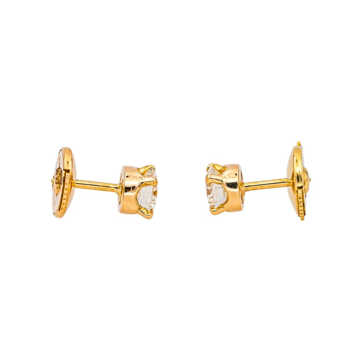 Boucles d'oreilles Puces en or jaune et diamants - Castafiore
