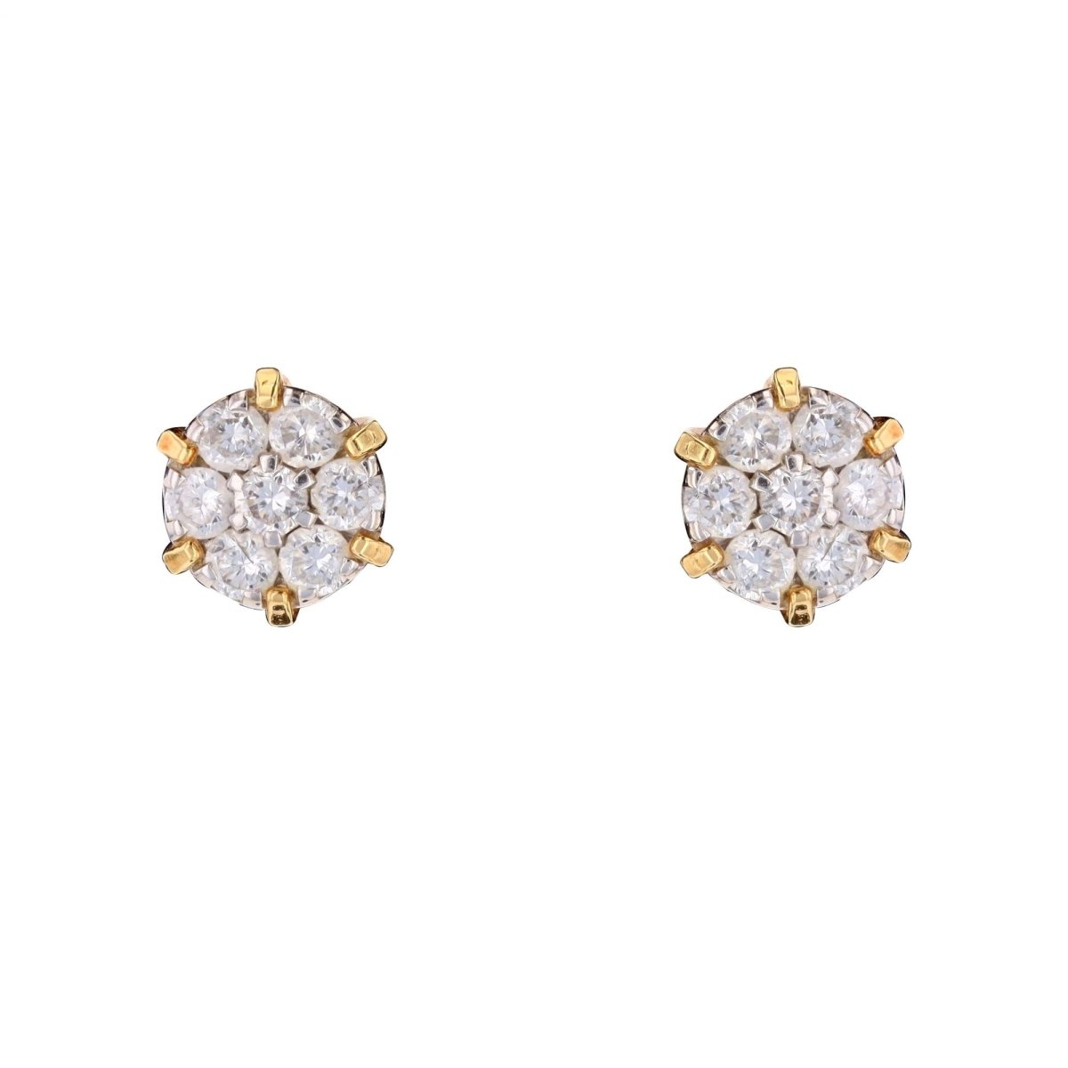 Boucles d'oreilles Puces en or jaune et diamants - Castafiore