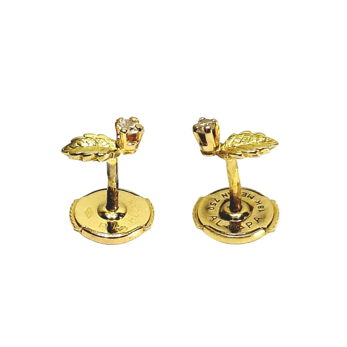 Boucles d'oreilles Puces en or jaune et diamants - Castafiore