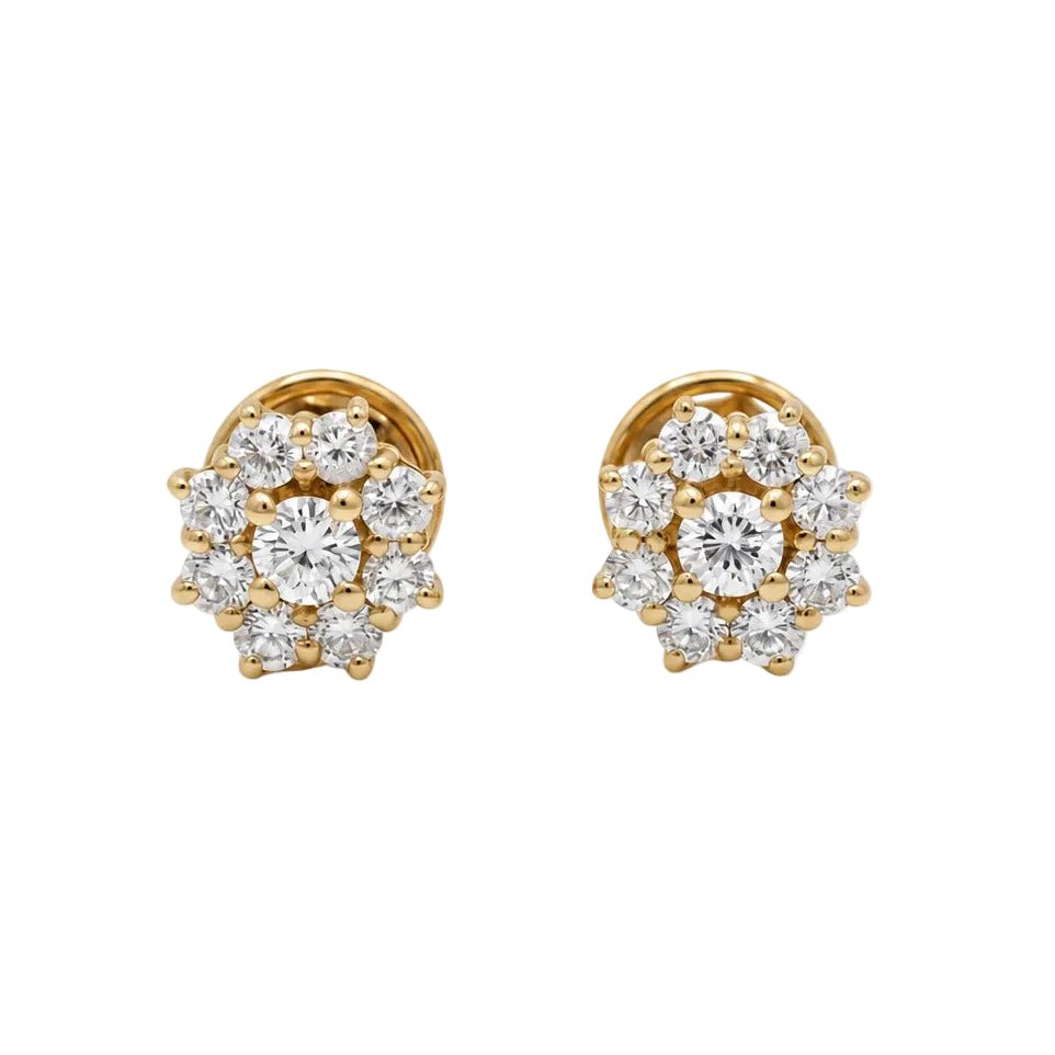 Boucles d’oreilles Puces en or jaune et diamants - Castafiore