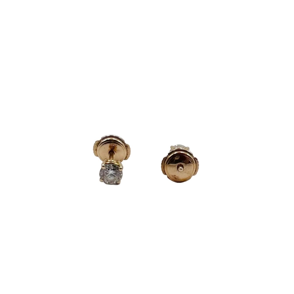 Boucles d'oreilles Puces en or jaune et diamants - Castafiore