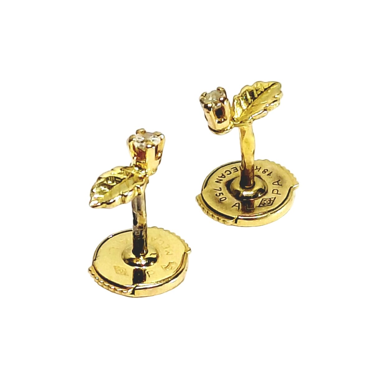 Boucles d'oreilles Puces en or jaune et diamants - Castafiore