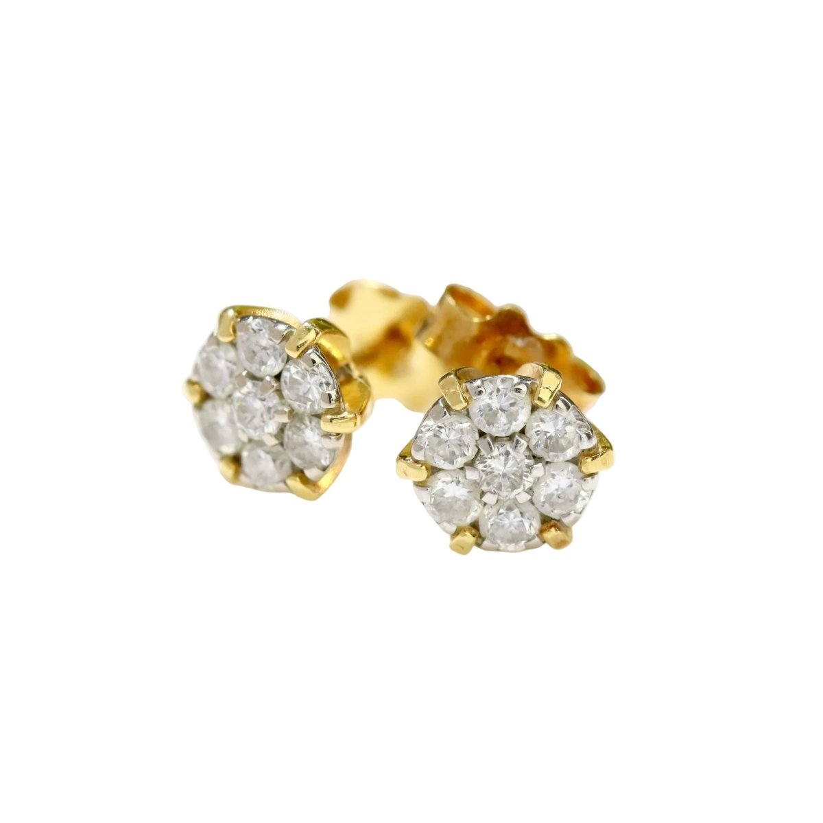 Boucles d'oreilles Puces en or jaune et diamants - Castafiore