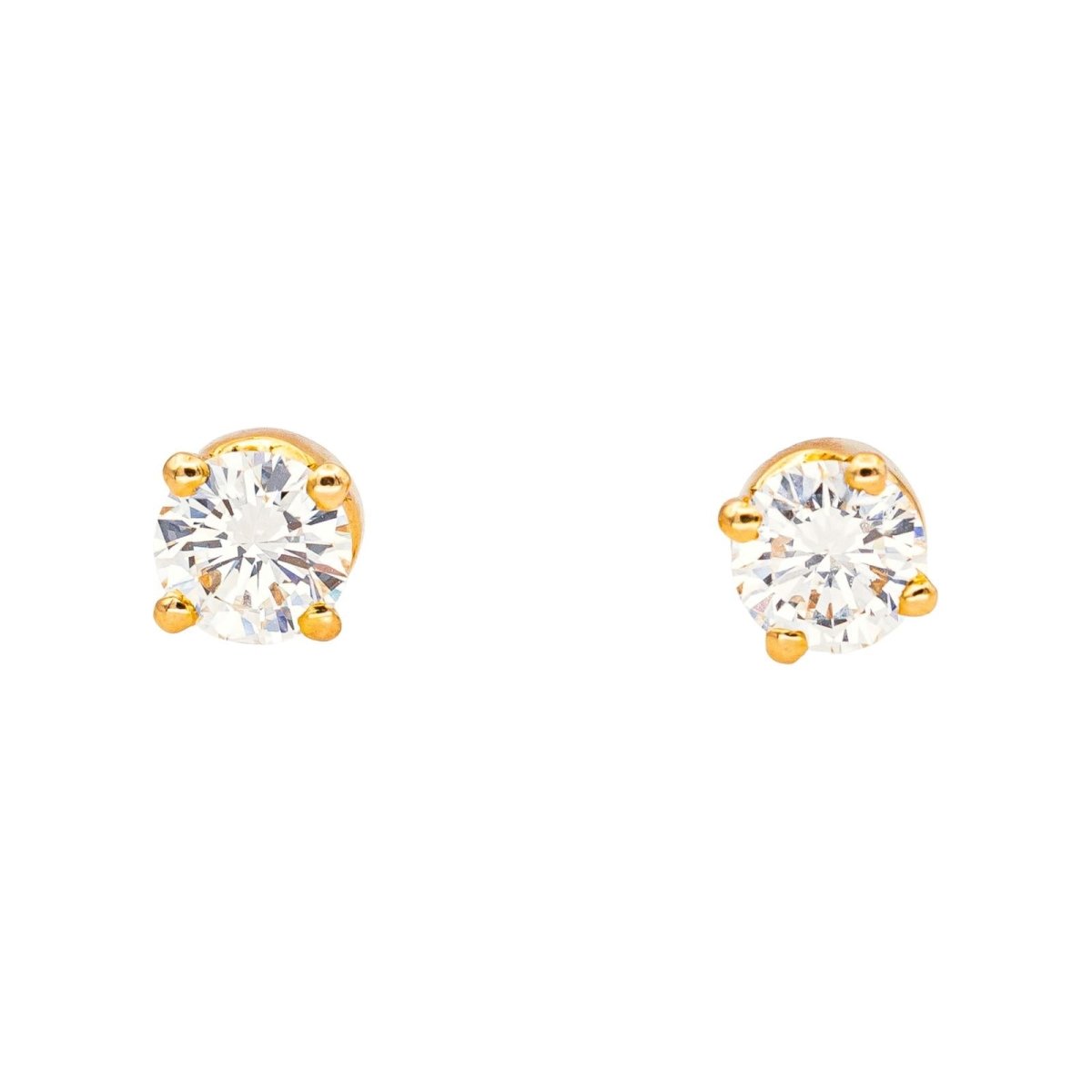 Boucles d'oreilles Puces en or jaune et diamants - Castafiore