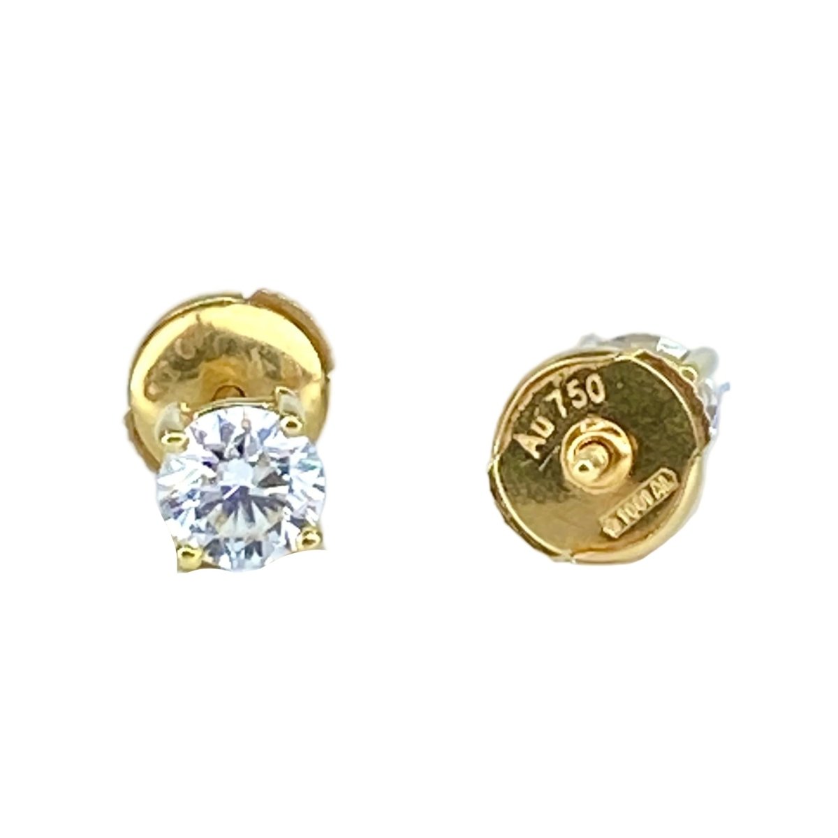Boucles d’oreilles Puces en or jaune et diamants - Castafiore
