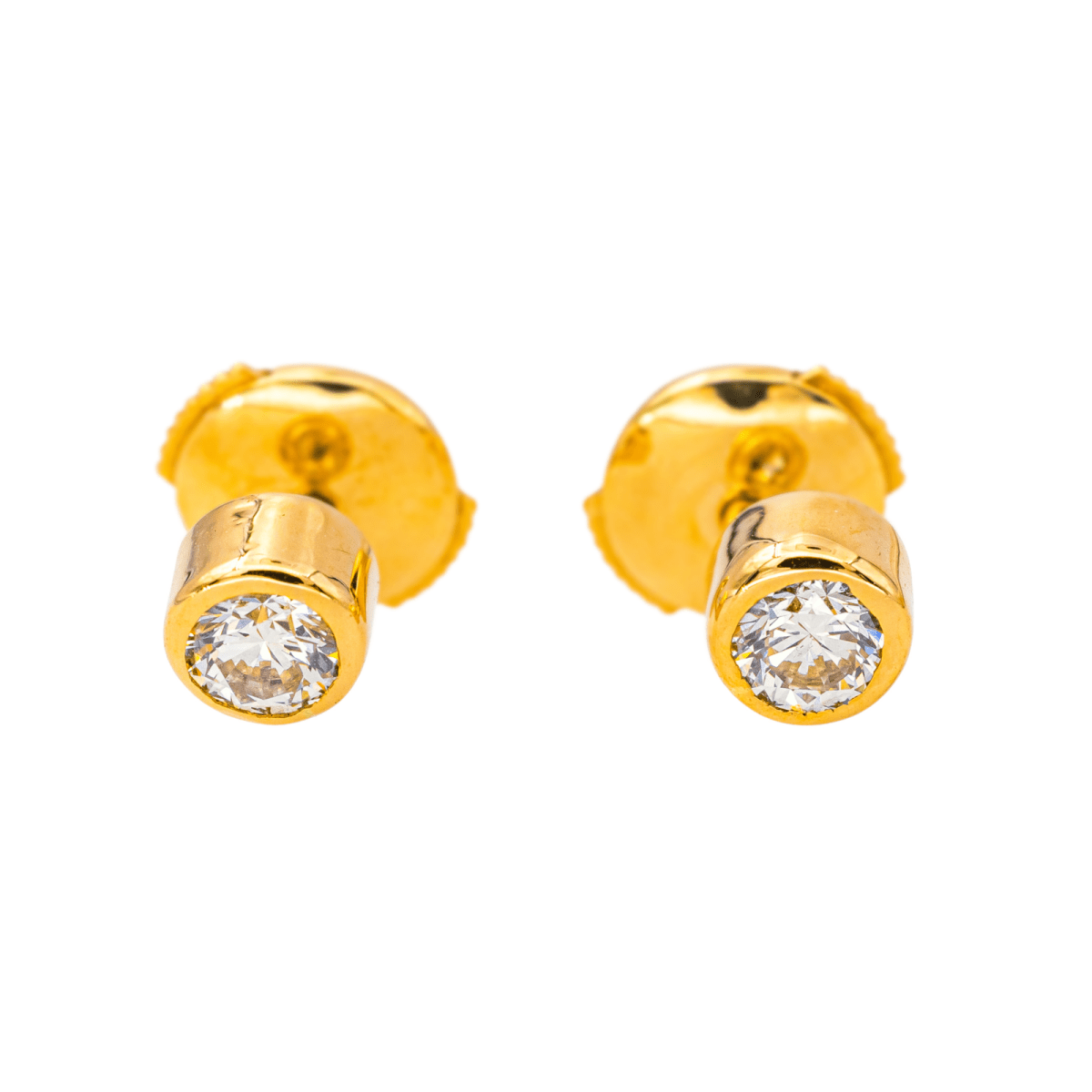 Boucles d'oreilles Puces en or jaune et diamants - Castafiore