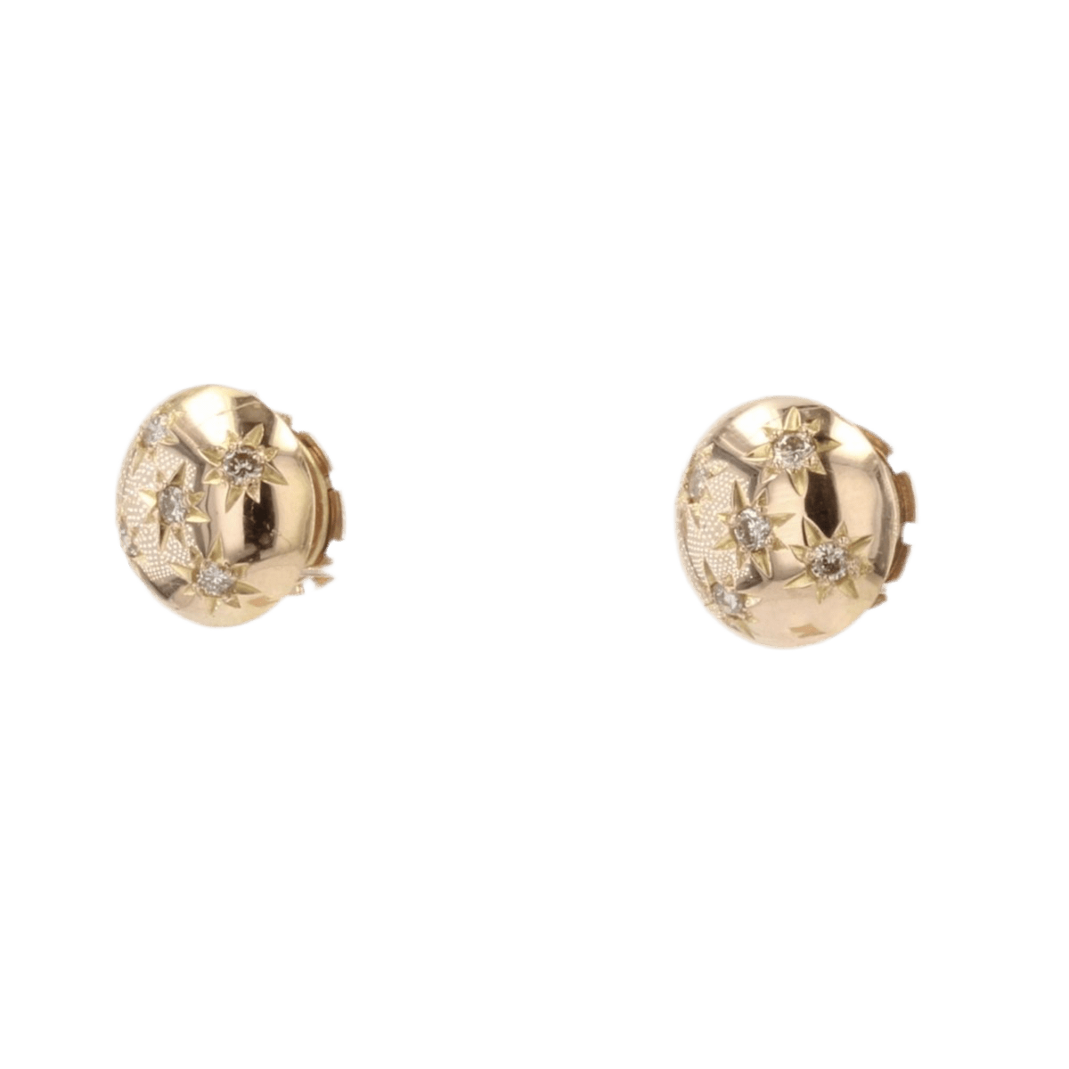 Boucles d'oreilles Puces en or jaune et diamants - Castafiore