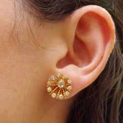 Boucles d'oreilles Puces en or jaune et diamants - Castafiore