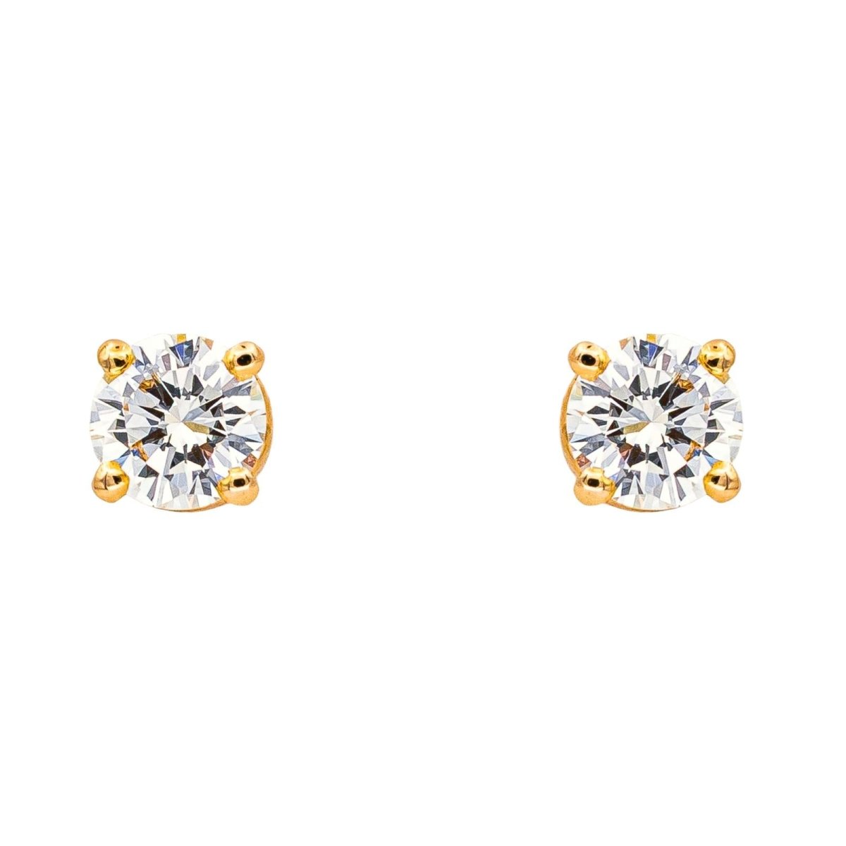 Boucles d'oreilles Puces en or jaune et diamants - Castafiore