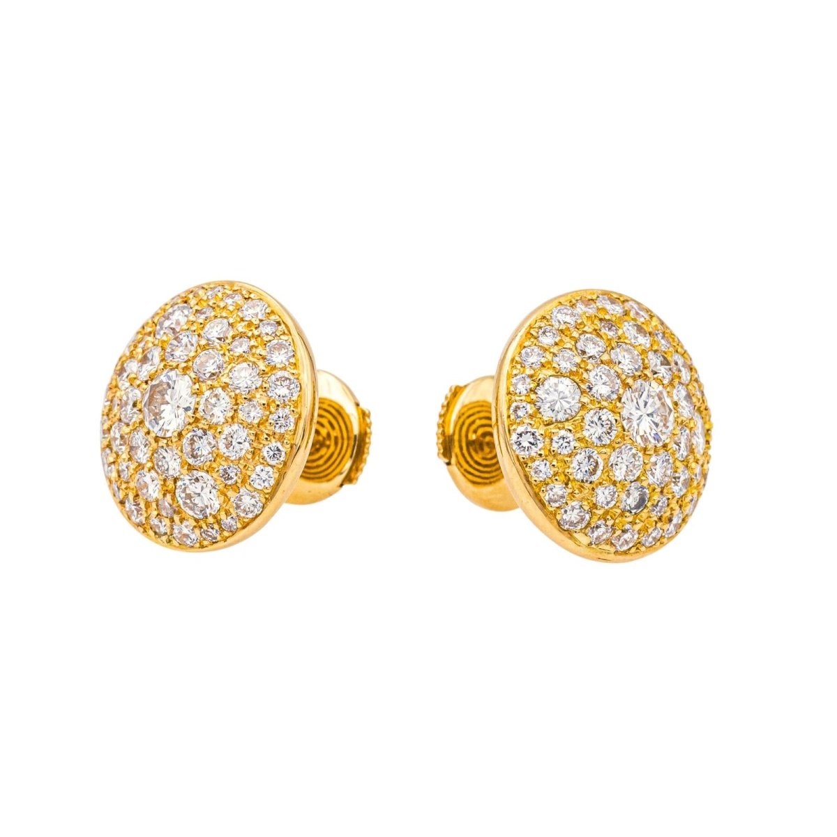 Boucles d'oreilles Puces en or jaune et diamants - Castafiore