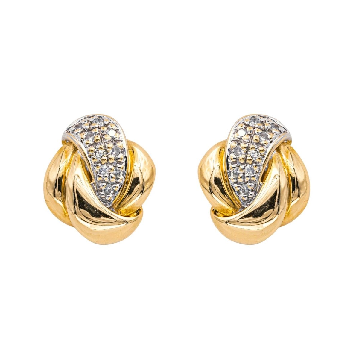 Boucles d'oreilles Puces en or jaune et diamants - Castafiore