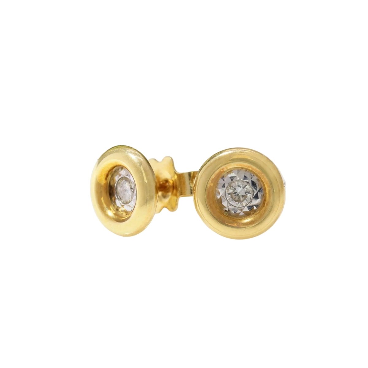 Boucles d'oreilles Puces en or jaune et diamants - Castafiore