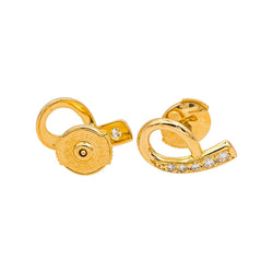 Boucles d'oreilles Puces en or jaune et diamants - Castafiore