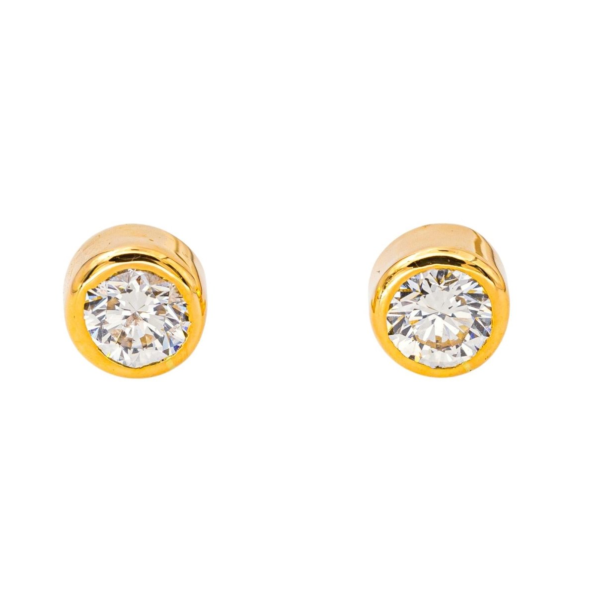 Boucles d'oreilles Puces en or jaune et diamants - Castafiore
