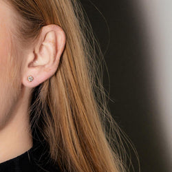 Boucles d'oreilles Puces en or jaune et diamants - Castafiore