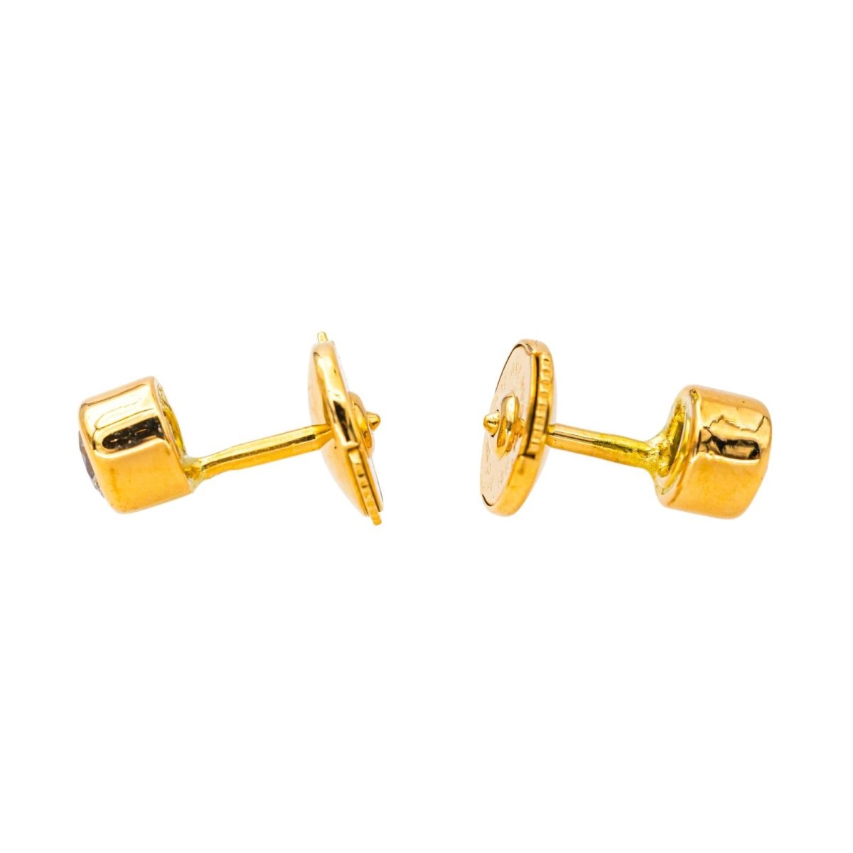 Boucles d'oreilles Puces en or jaune et diamants - Castafiore
