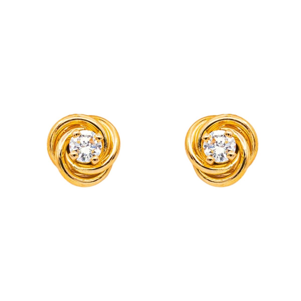 Boucles d'oreilles Puces en or jaune et diamants - Castafiore