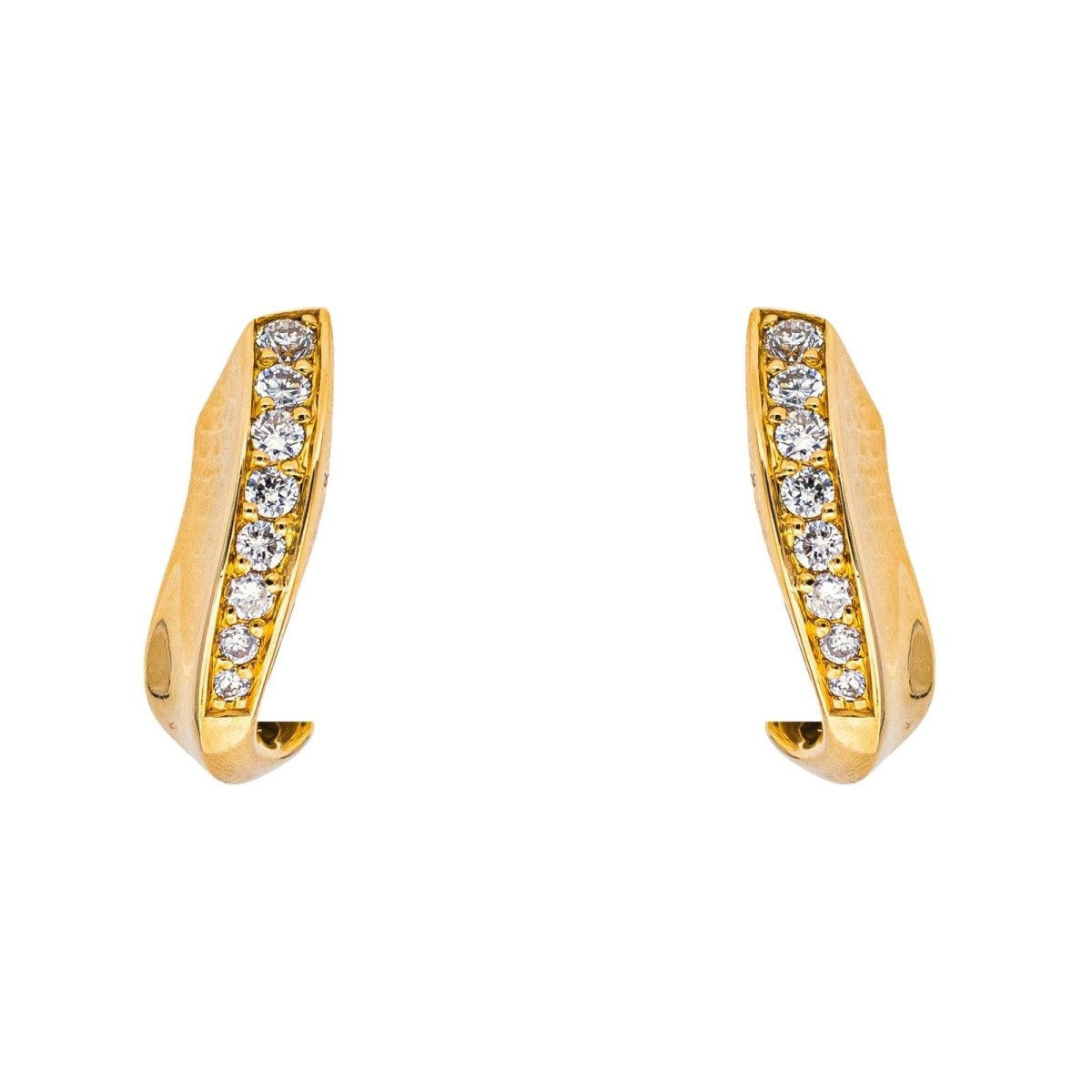 Boucles d'oreilles Puces en or jaune et diamants - Castafiore