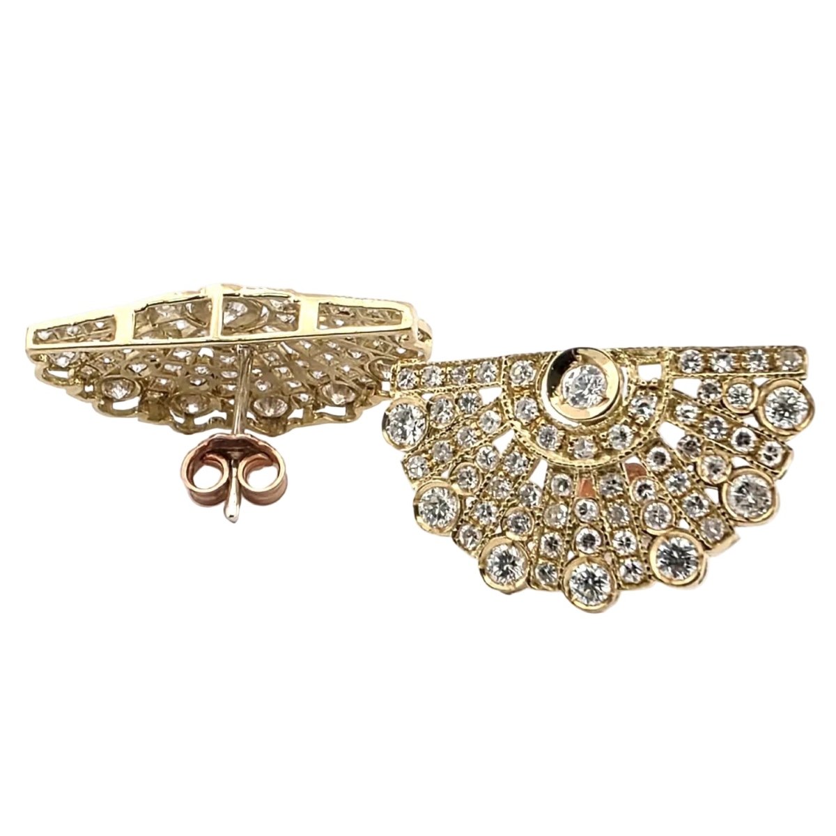 Boucles d'oreilles Puces en or jaune et diamants - Castafiore