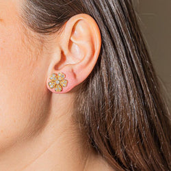 Boucles d'oreilles puces en or jaune et diamants - Castafiore