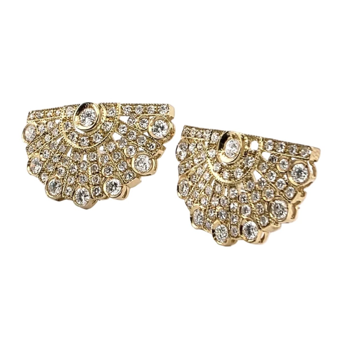 Boucles d'oreilles Puces en or jaune et diamants - Castafiore