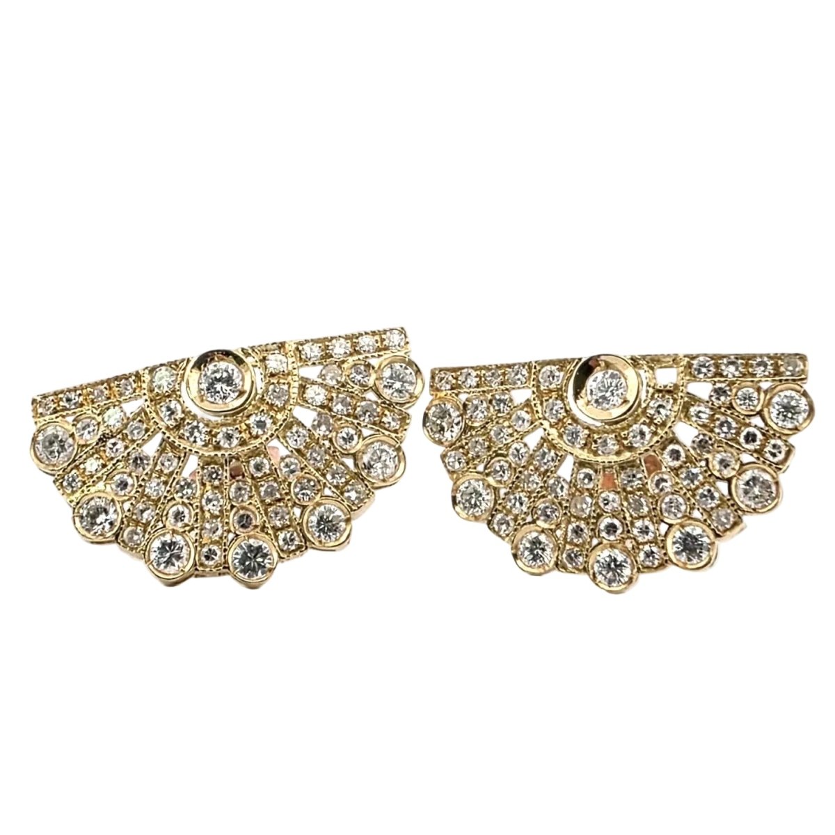 Boucles d'oreilles Puces en or jaune et diamants - Castafiore