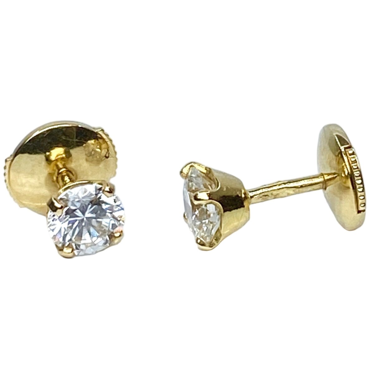 Boucles d'oreilles Puces en or jaune et diamants - Castafiore