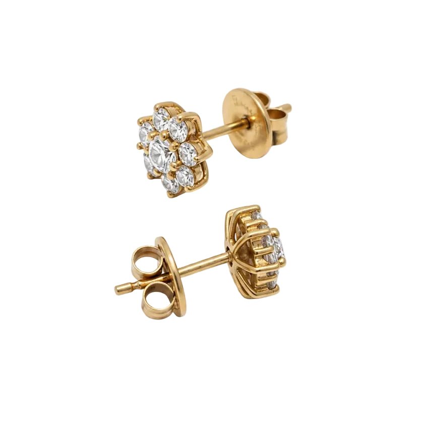 Boucles d’oreilles Puces en or jaune et diamants - Castafiore