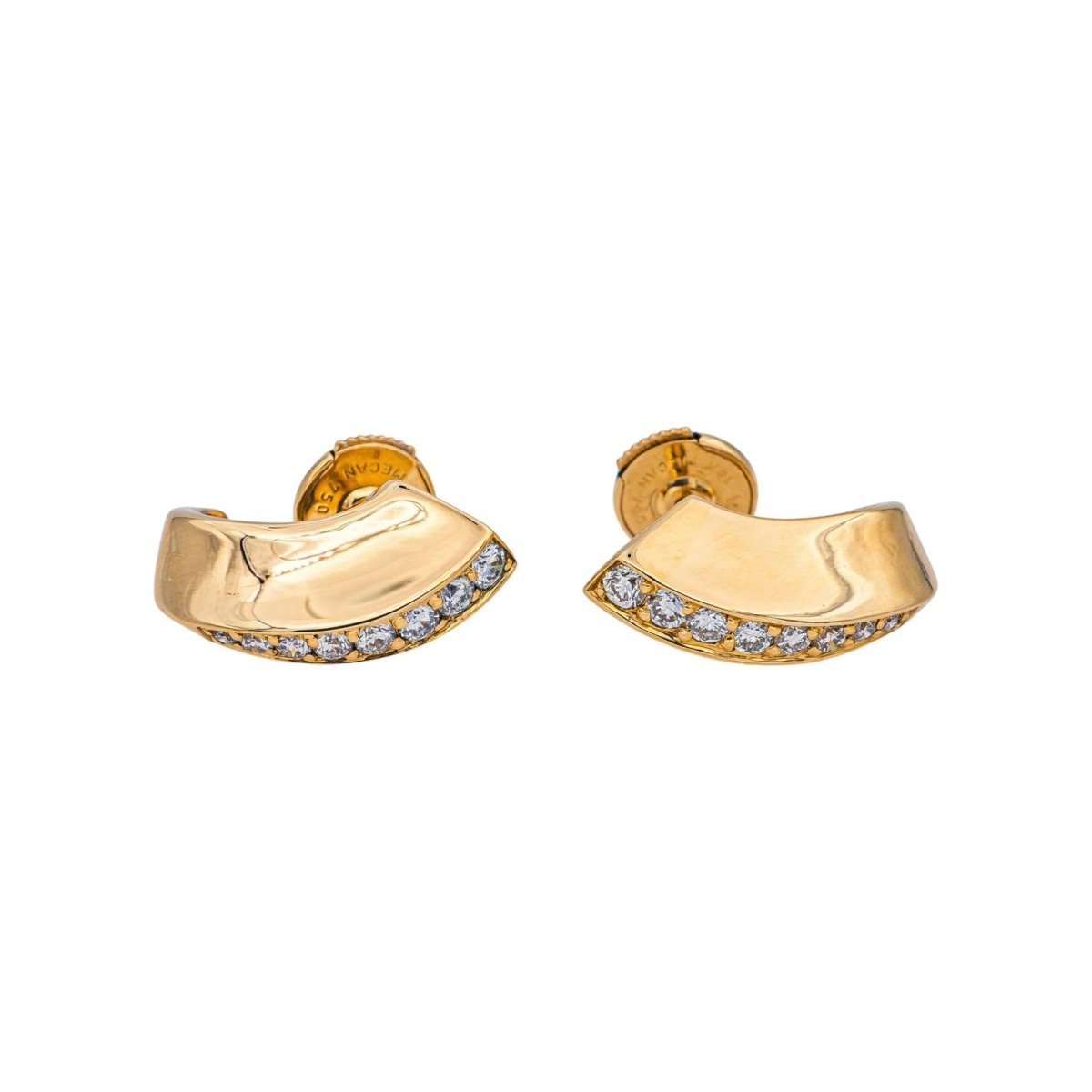 Boucles d'oreilles Puces en or jaune et diamants - Castafiore