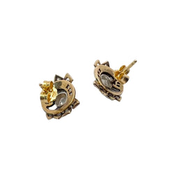 Boucles d'oreilles Puces en or jaune et diamants - Castafiore