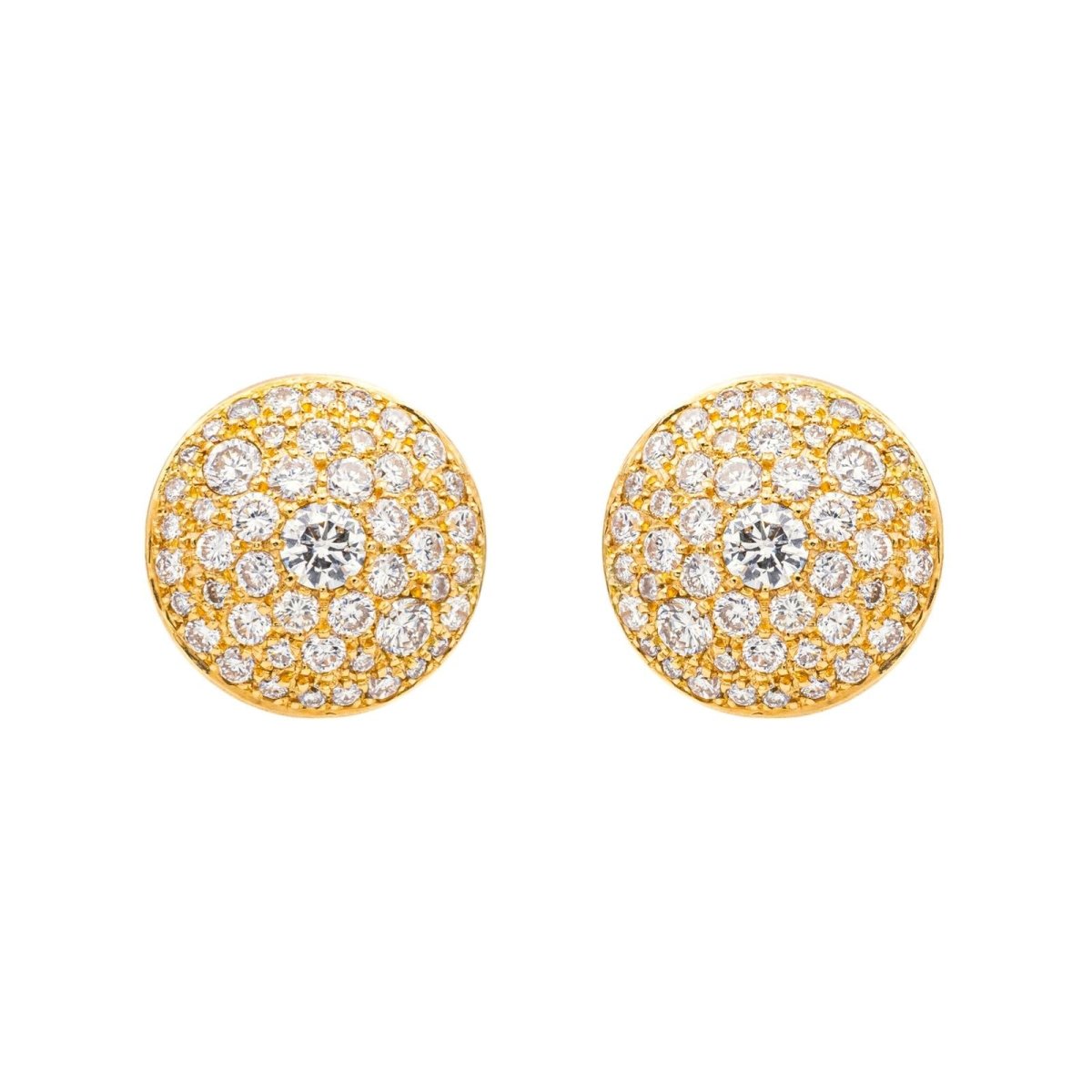Boucles d'oreilles Puces en or jaune et diamants - Castafiore