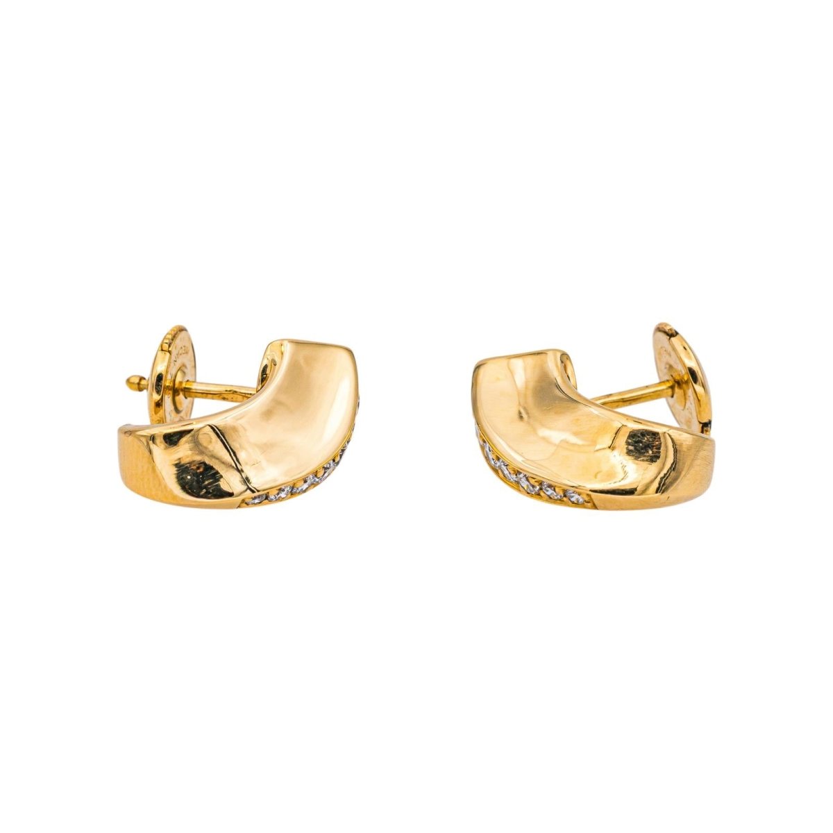 Boucles d'oreilles Puces en or jaune et diamants - Castafiore
