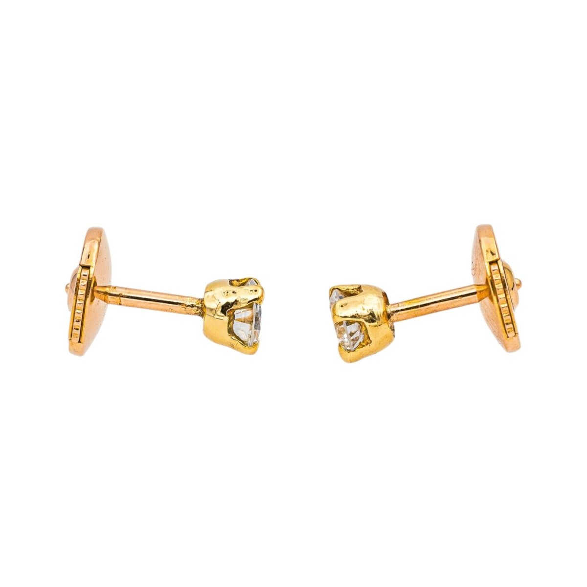 Boucles d'oreilles Puces en or jaune et diamants - Castafiore