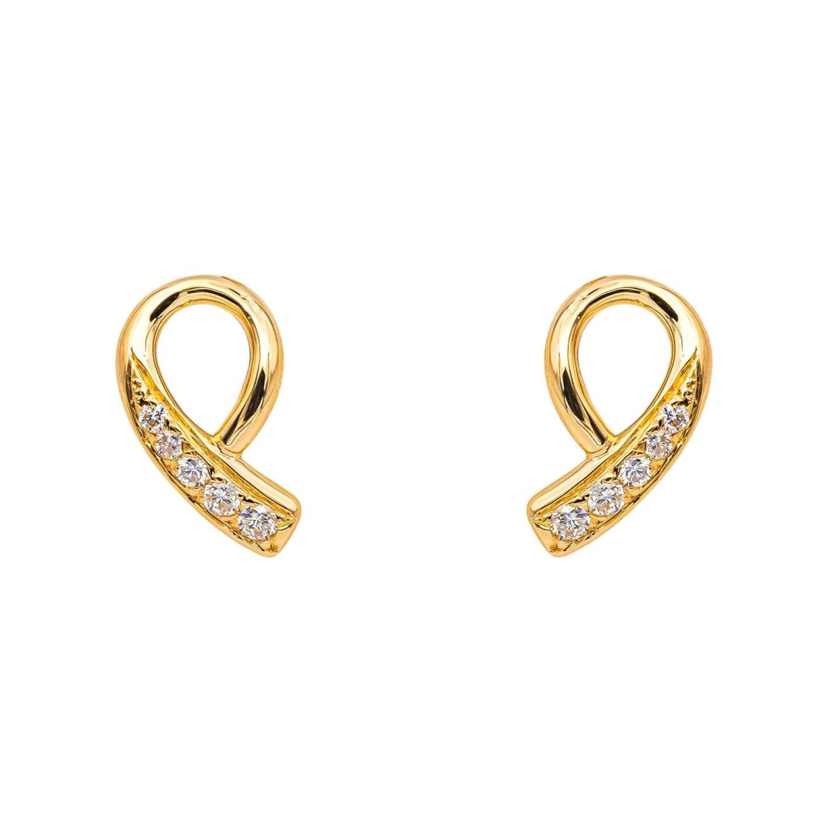 Boucles d'oreilles Puces en or jaune et diamants - Castafiore